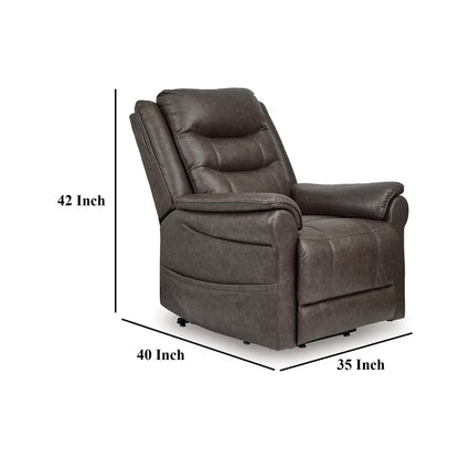 Fauteuil inclinable releveur électrique Otim, massage thermique de 35 pouces, similicuir marron