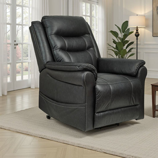 Fauteuil inclinable releveur électrique Otim, 89 cm, massage thermique, similicuir noir