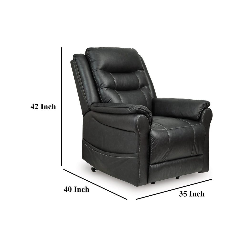 Fauteuil inclinable releveur électrique Otim, 89 cm, massage thermique, similicuir noir