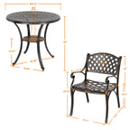 Ensemble bistrot d'extérieur en fonte d'aluminium pour 2 personnes avec trou pour parasol