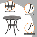 Ensemble bistrot d'extérieur en fonte d'aluminium pour 2 personnes avec trou pour parasol