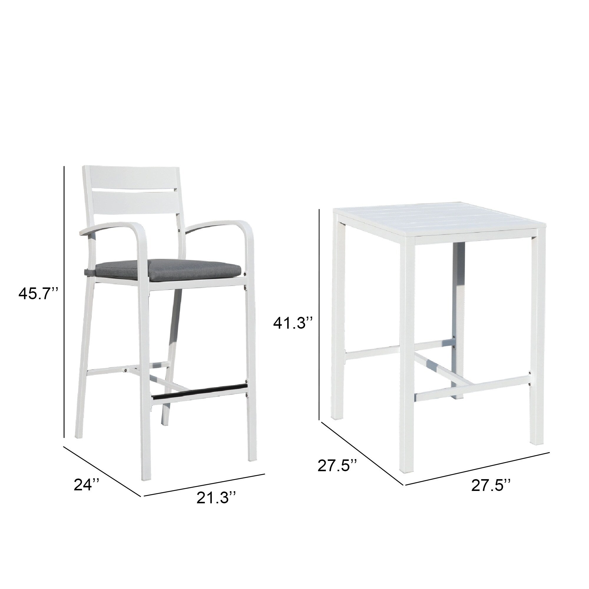 Ensemble de salle à manger de patio extérieur en aluminium 3 pièces