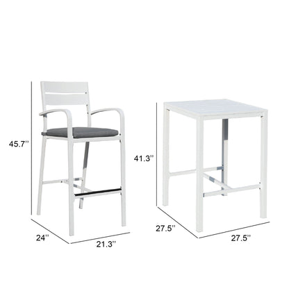 Ensemble de salle à manger de patio extérieur en aluminium 3 pièces
