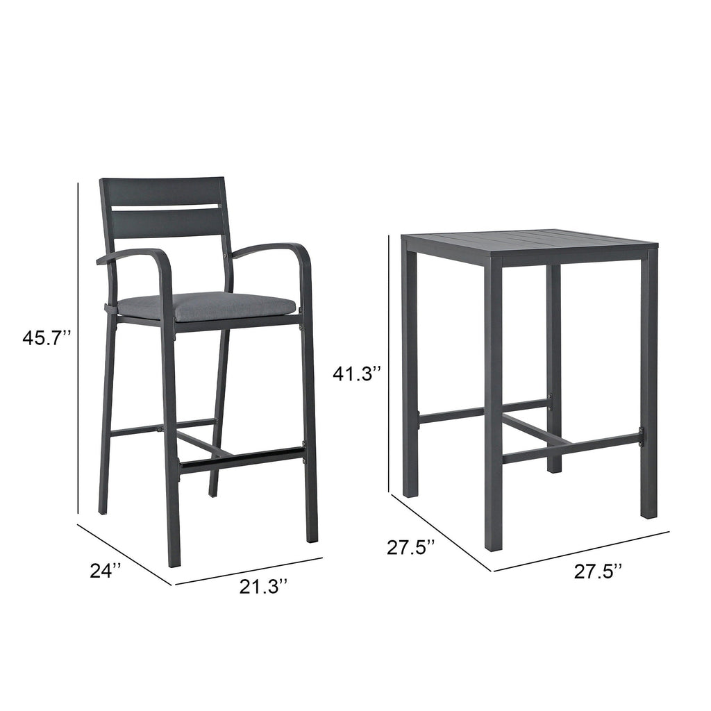 Ensemble de salle à manger de patio extérieur en aluminium 3 pièces