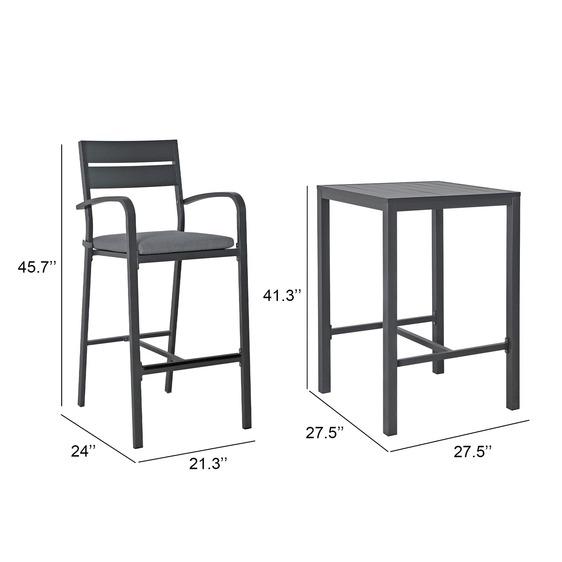 Ensemble de salle à manger de patio extérieur en aluminium 3 pièces