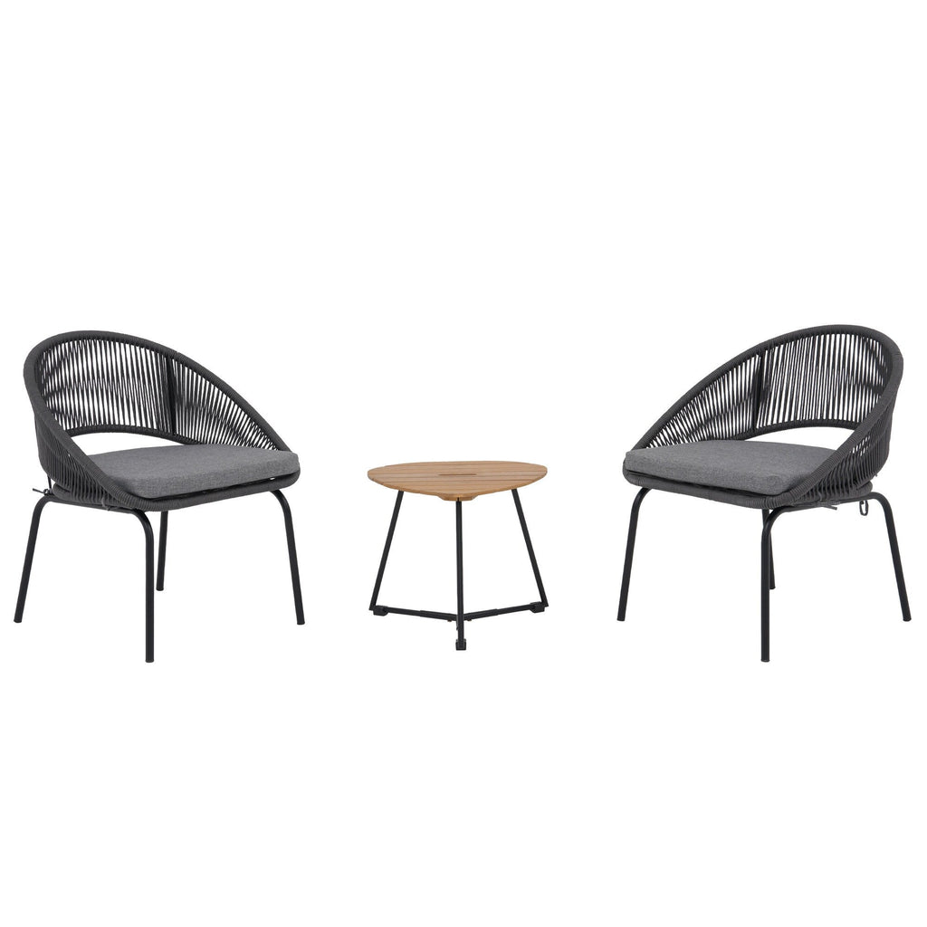 Ensemble de salon moderne avec chaises de jardin rembourrées en osier, 3 pièces