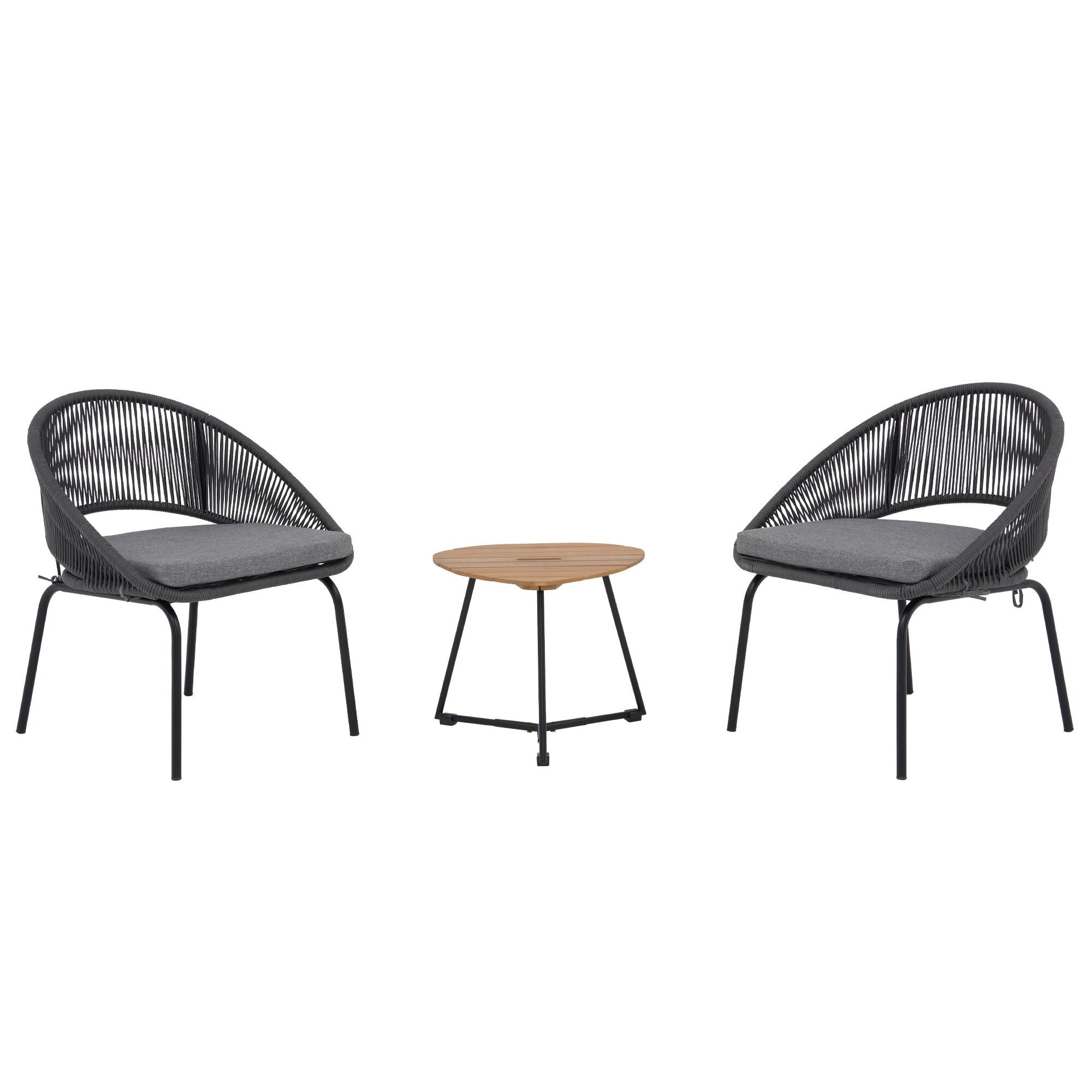 Ensemble de salon moderne avec chaises de jardin rembourrées en osier, 3 pièces