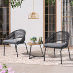 Ensemble de salon moderne avec chaises de jardin rembourrées en osier, 3 pièces