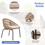 Ensemble de salon moderne avec chaises de jardin rembourrées en osier, 3 pièces