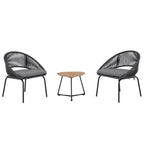 Ensemble de salon moderne avec chaises de jardin rembourrées en osier, 3 pièces