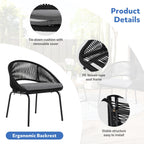 Ensemble de salon moderne avec chaises de jardin rembourrées en osier, 3 pièces