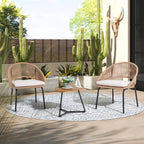 Ensemble de salon moderne avec chaises de jardin rembourrées en osier, 3 pièces