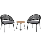 Ensemble de salon moderne avec chaises de jardin rembourrées en osier, 3 pièces