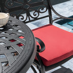 Ensemble bistrot d'extérieur 3 pièces en fonte d'aluminium avec trou pour parasol de 5 cm