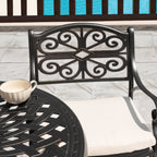 Ensemble bistrot d'extérieur 3 pièces en fonte d'aluminium avec trou pour parasol de 5 cm
