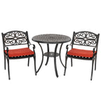 Ensemble bistrot d'extérieur 3 pièces en fonte d'aluminium avec trou pour parasol de 5 cm