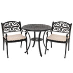 Ensemble bistrot d'extérieur 3 pièces en fonte d'aluminium avec trou pour parasol de 5 cm