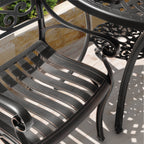 Ensemble bistrot d'extérieur 3 pièces en fonte d'aluminium avec trou pour parasol de 5 cm