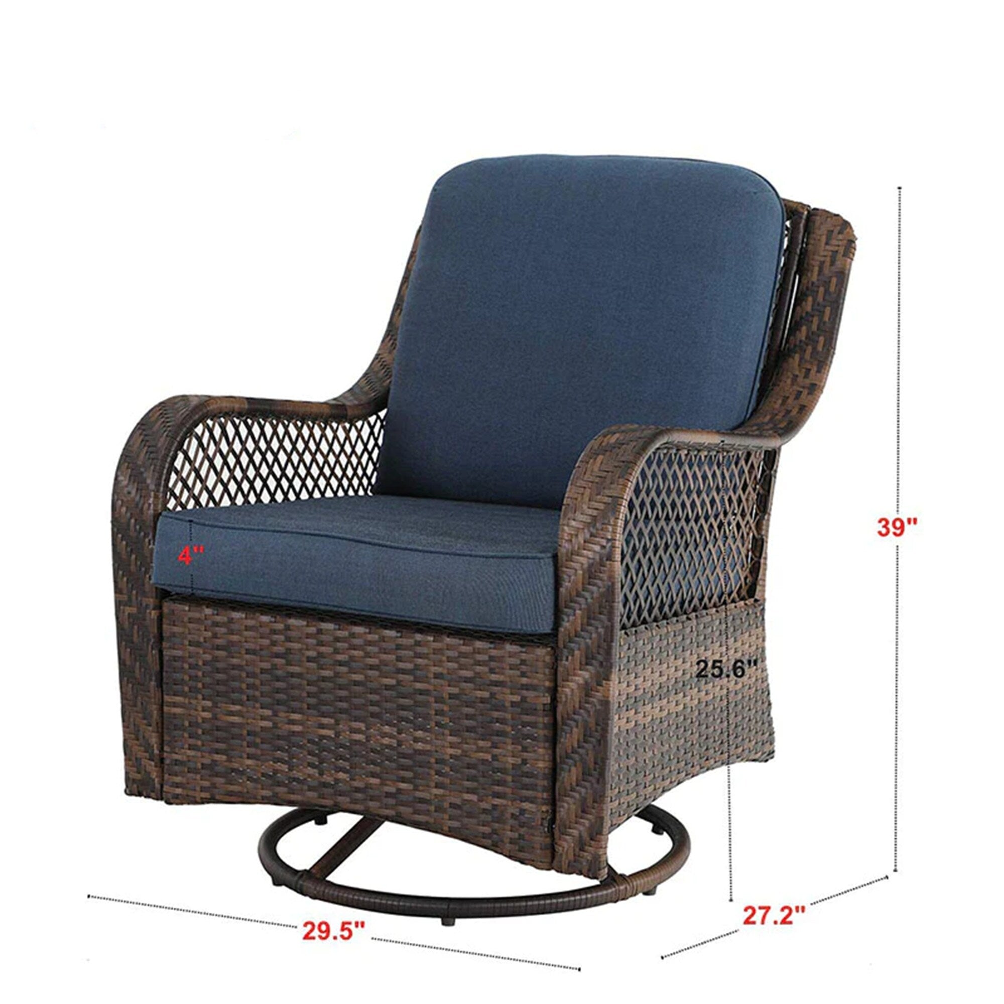 Ensemble de 3 chaises pivotantes à bascule Clarese en rotin et osier pour l'extérieur par Havenside Home