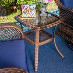 Ensemble de 3 chaises pivotantes à bascule Clarese en rotin et osier pour l'extérieur par Havenside Home