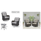 Ensemble de 3 chaises pivotantes et table d'extérieur en osier et acier Gymojoy