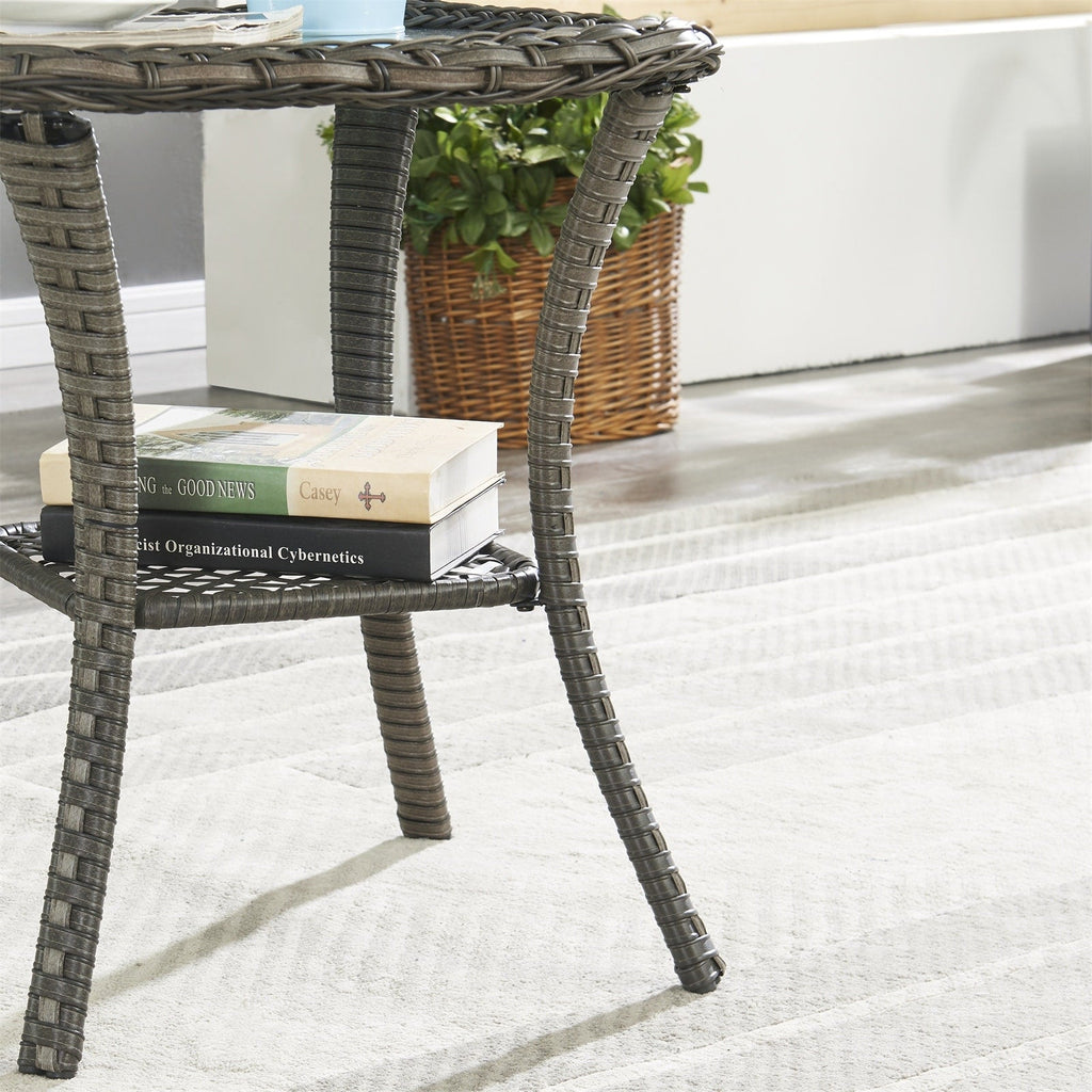 Ensemble de 3 chaises pivotantes et table d'extérieur en osier et acier Gymojoy