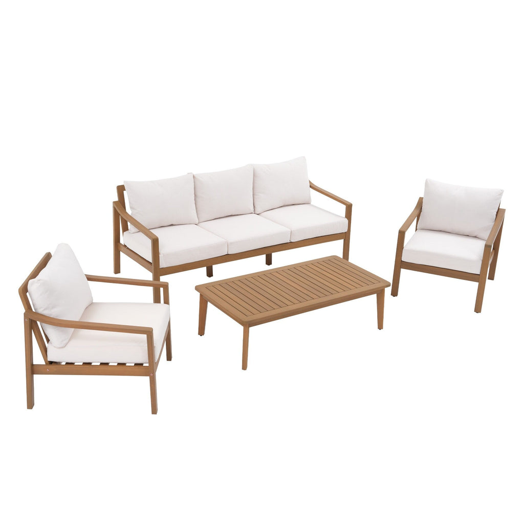 Ensemble de 4 chaises d'extérieur en bois avec table