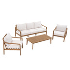 Ensemble de 4 chaises d'extérieur en bois avec table