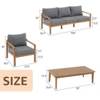 Ensemble de 4 chaises d'extérieur en bois avec table