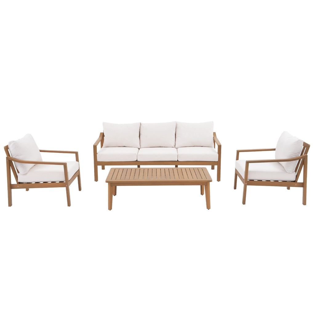 Ensemble de 4 chaises d'extérieur en bois avec table