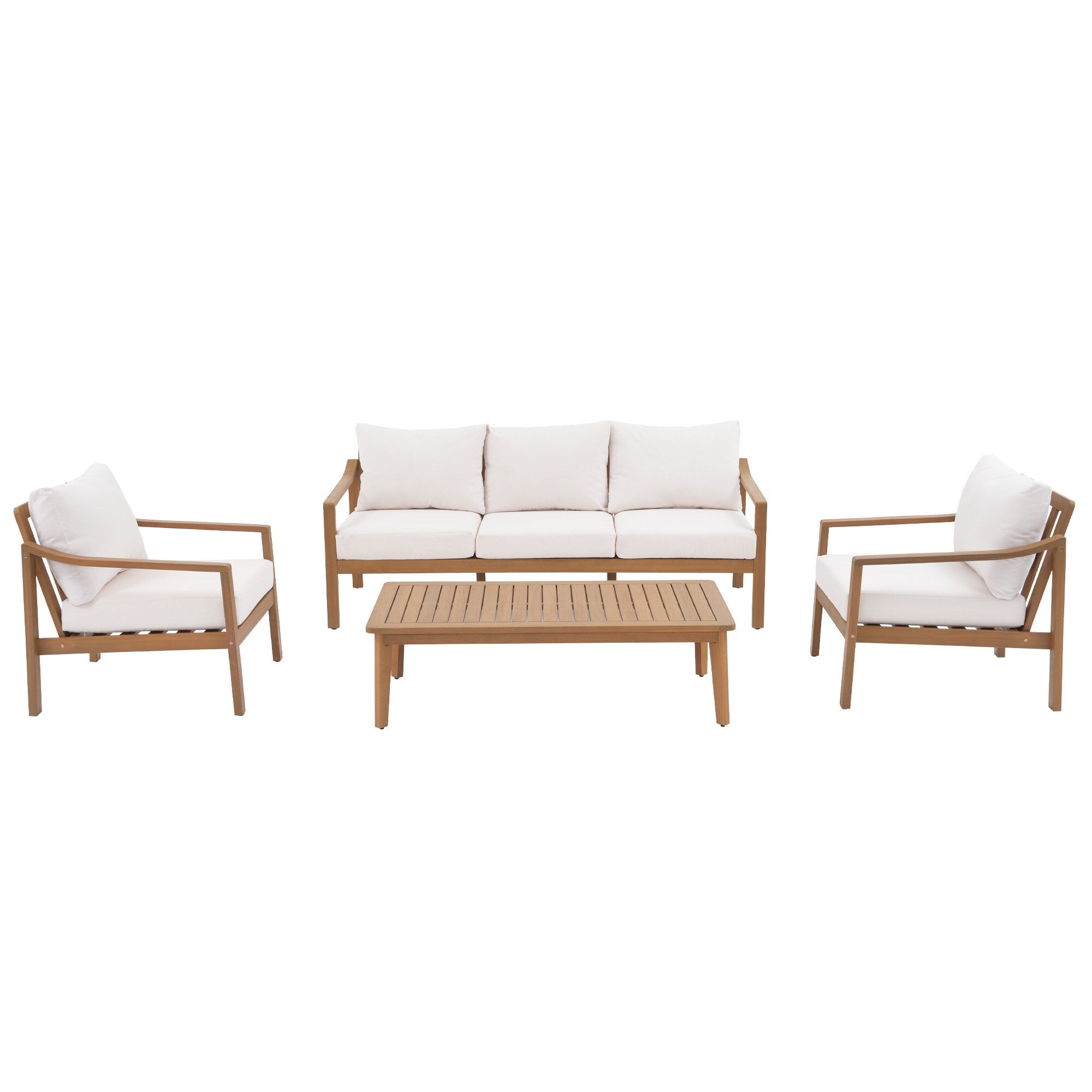 Ensemble de 4 chaises d'extérieur en bois avec table