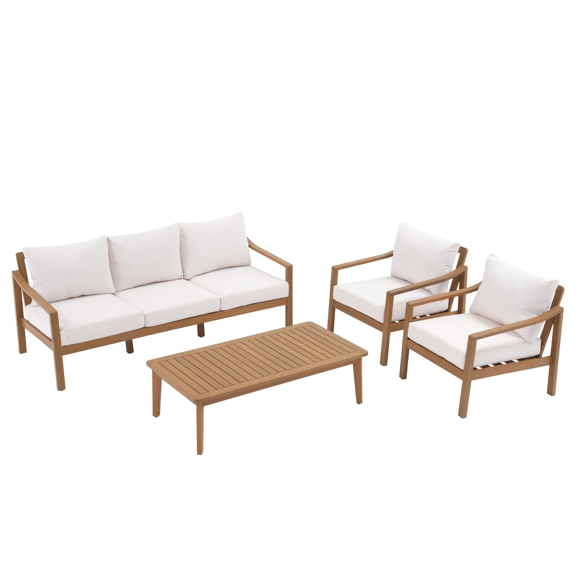 Ensemble de 4 chaises d'extérieur en bois avec table