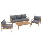 Ensemble de 4 chaises d'extérieur en bois avec table