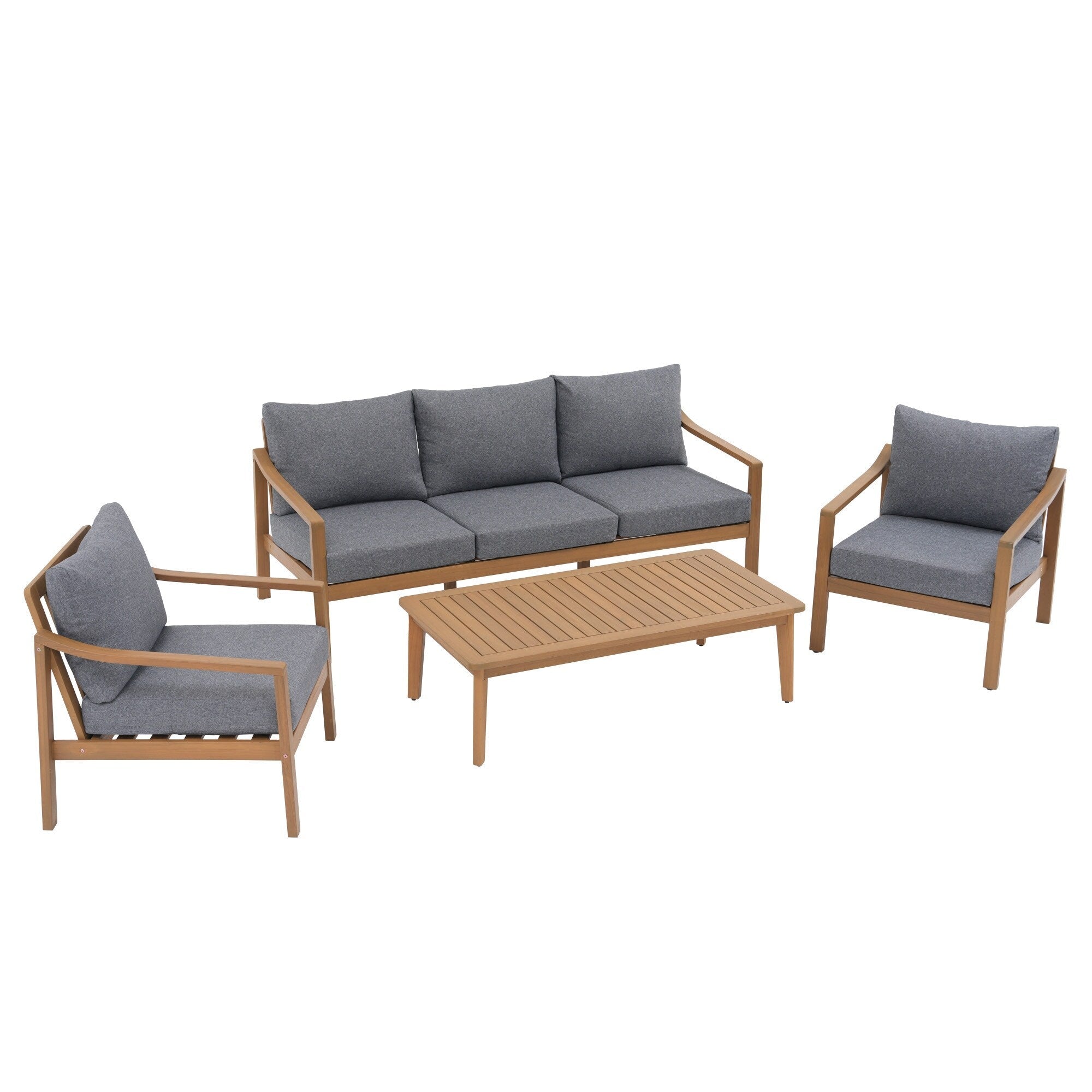 Ensemble de 4 chaises d'extérieur en bois avec table