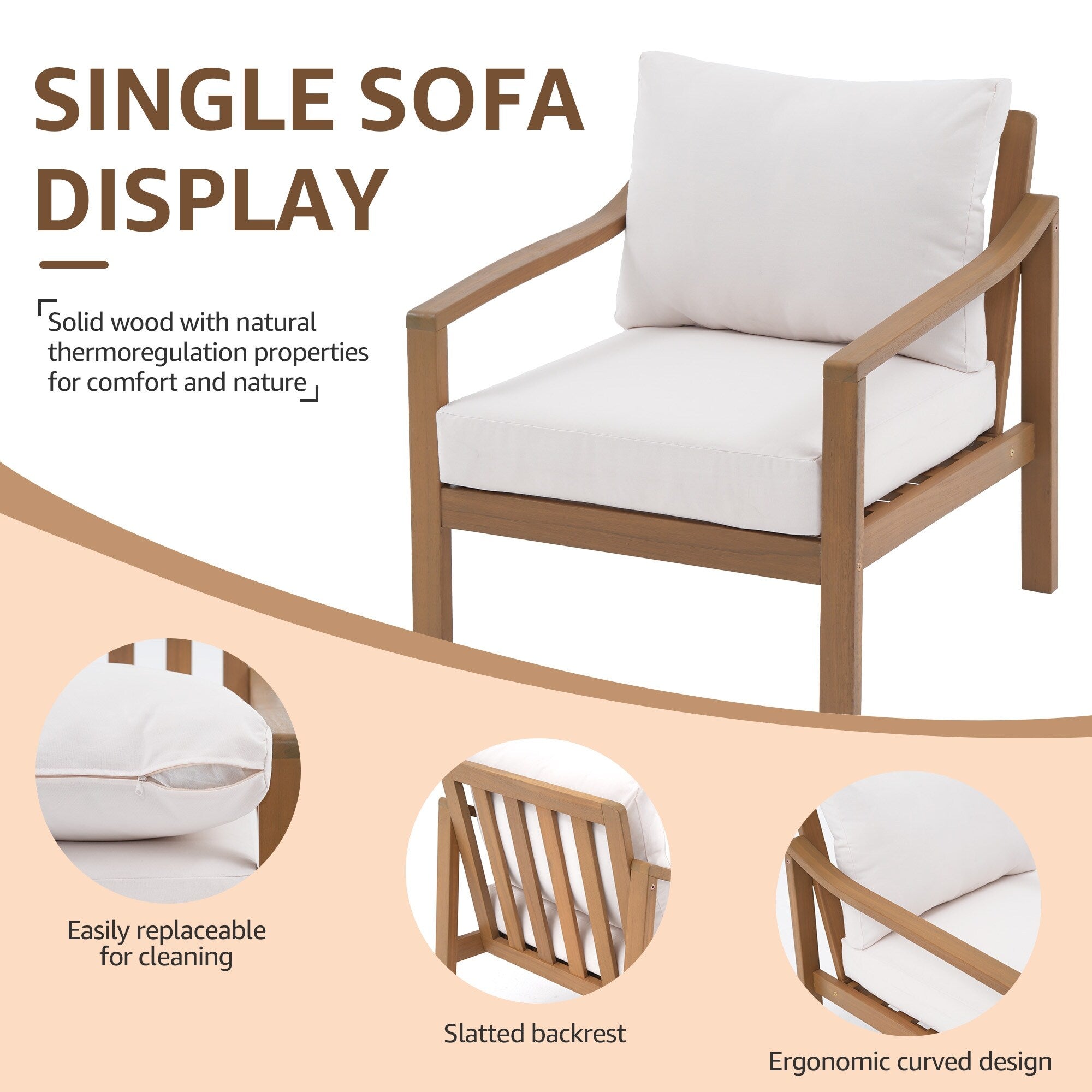 Ensemble de 4 chaises d'extérieur en bois avec table