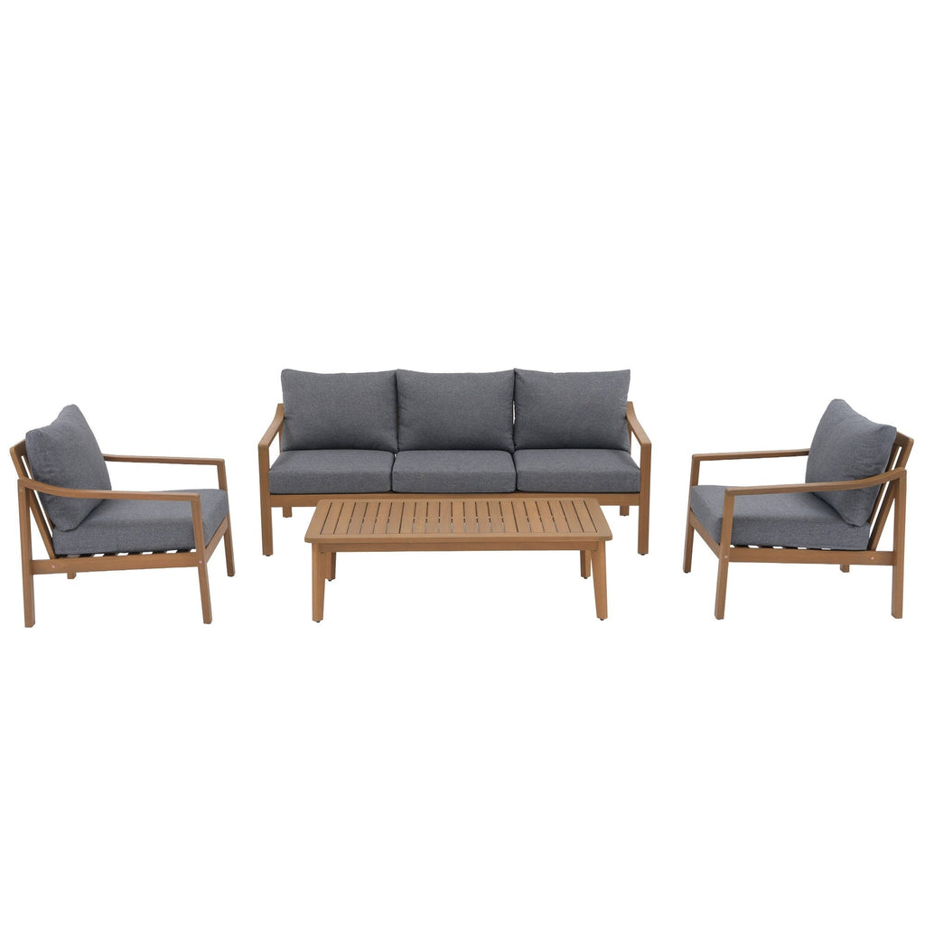 Ensemble de 4 chaises d'extérieur en bois avec table
