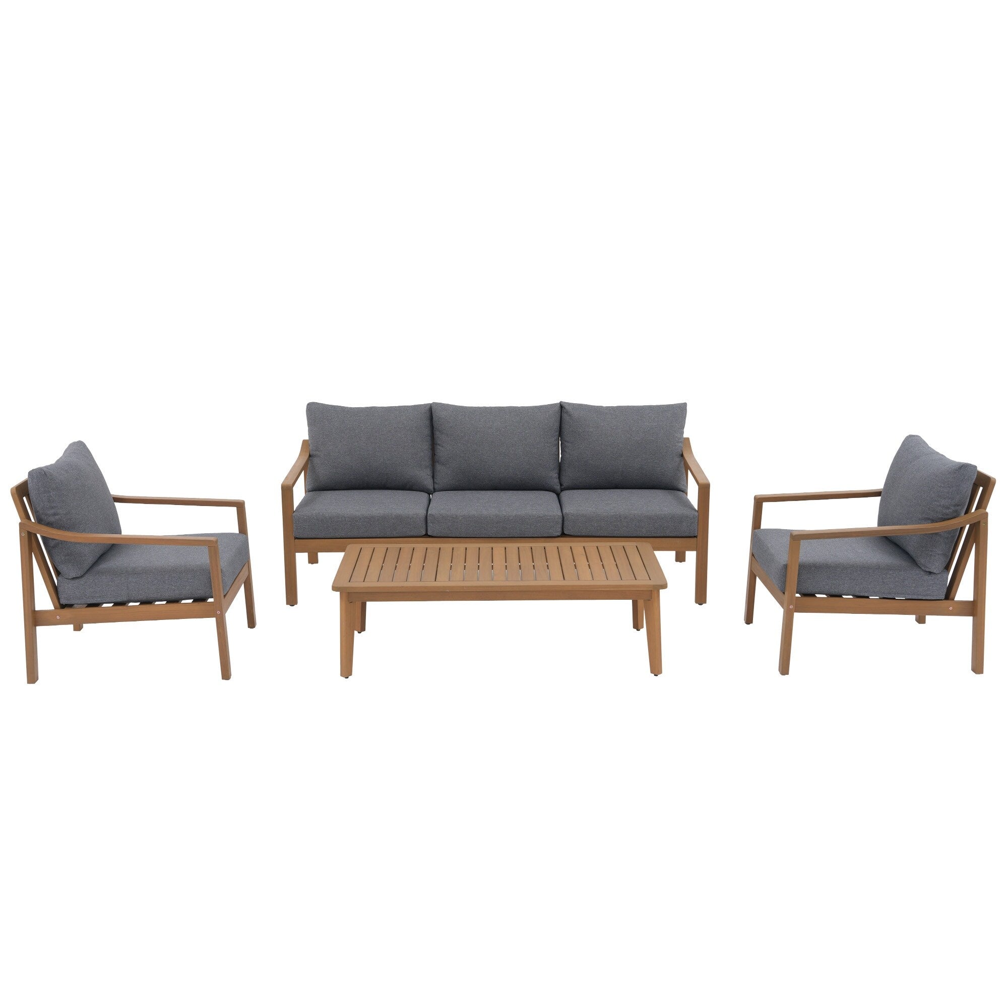Ensemble de 4 chaises d'extérieur en bois avec table