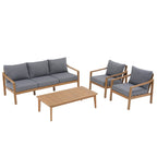 Ensemble de 4 chaises d'extérieur en bois avec table