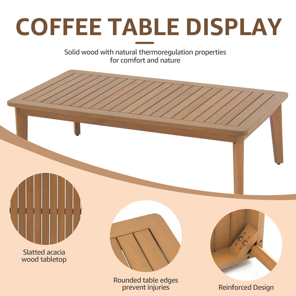Ensemble de 4 chaises d'extérieur en bois avec table