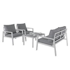 Ensemble de conversation d'extérieur 4 pièces en aluminium rembourré