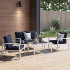 Ensemble de conversation d'extérieur 4 pièces en aluminium rembourré