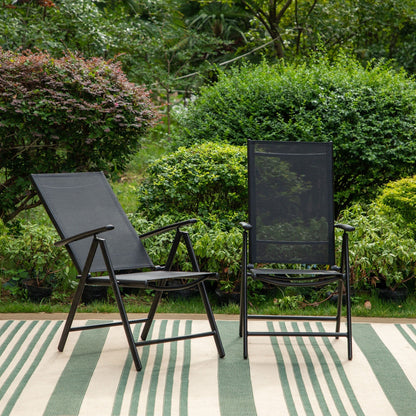 Ensemble de salle à manger d'extérieur 5/7 pièces, chaise pliante inclinable à 7 positions et table en acier avec revêtement électrolytique