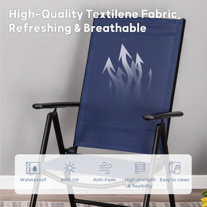 Ensemble de salle à manger d'extérieur 5/7 pièces, chaise pliante inclinable à 7 positions et table en acier avec revêtement électrolytique