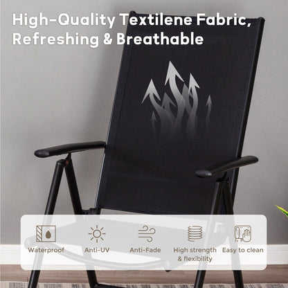 Ensemble de salle à manger d'extérieur 5/7 pièces, chaise pliante inclinable à 7 positions et table en acier avec revêtement électrolytique