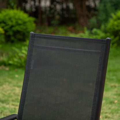 Ensemble de salle à manger d'extérieur 5/7 pièces, chaise pliante inclinable à 7 positions et table en acier avec revêtement électrolytique