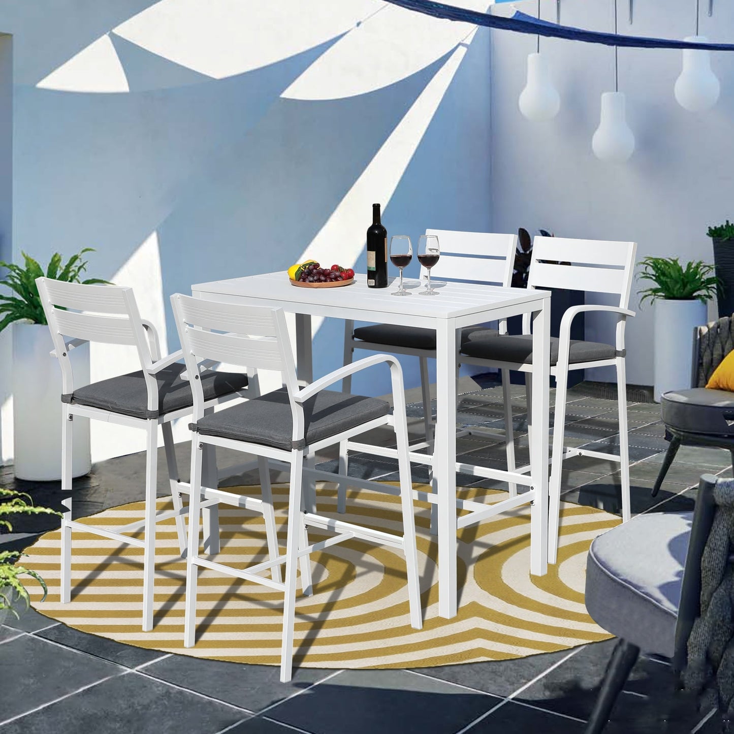 Ensemble de bar en aluminium 5 pièces pour patio