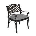 Ensemble de salle à manger d'extérieur 5 pièces en fonte d'aluminium avec trou pour parasol de 5 cm et coussins
