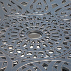 Ensemble de salle à manger d'extérieur 5 pièces en fonte d'aluminium avec trou pour parasol de 5 cm et coussins
