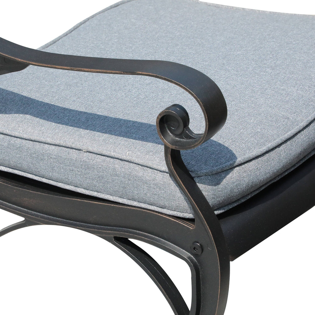 Ensemble de salle à manger d'extérieur 5 pièces en fonte d'aluminium avec trou pour parasol de 5 cm et coussins