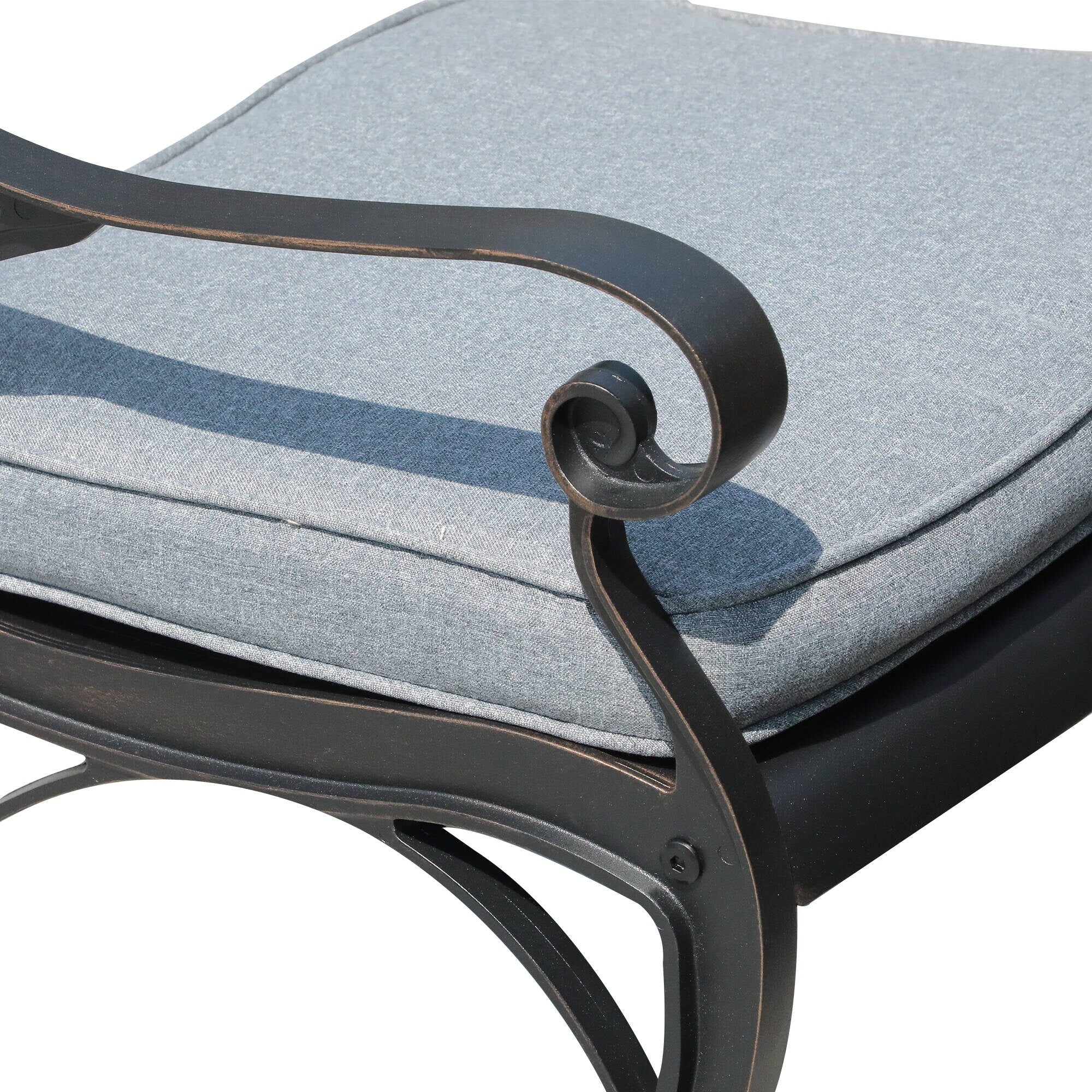 Ensemble de salle à manger d'extérieur 5 pièces en fonte d'aluminium avec trou pour parasol de 5 cm et coussins